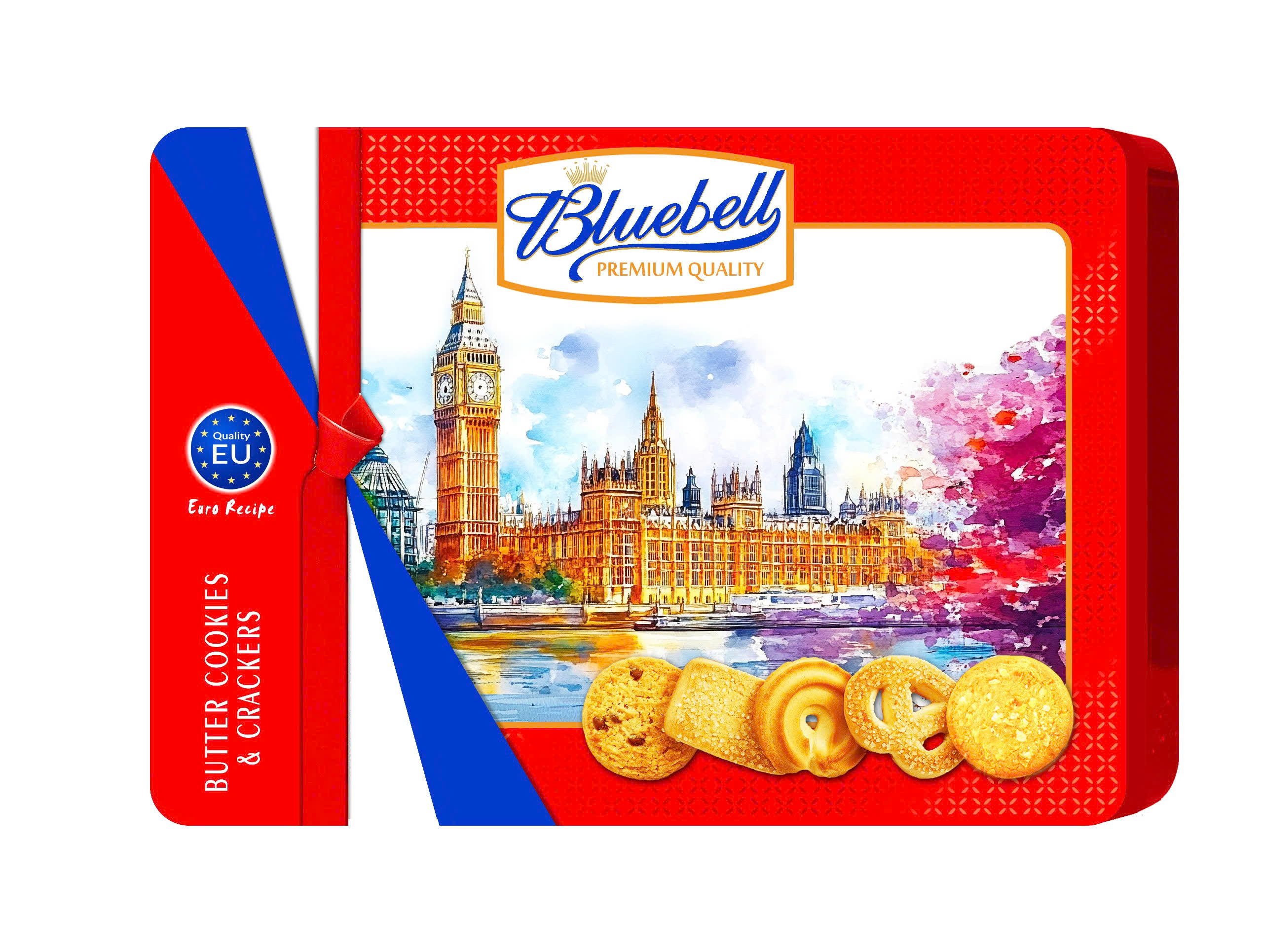 Bánh Cracker & cookies thiếc chữ nhật Bluebell 288g