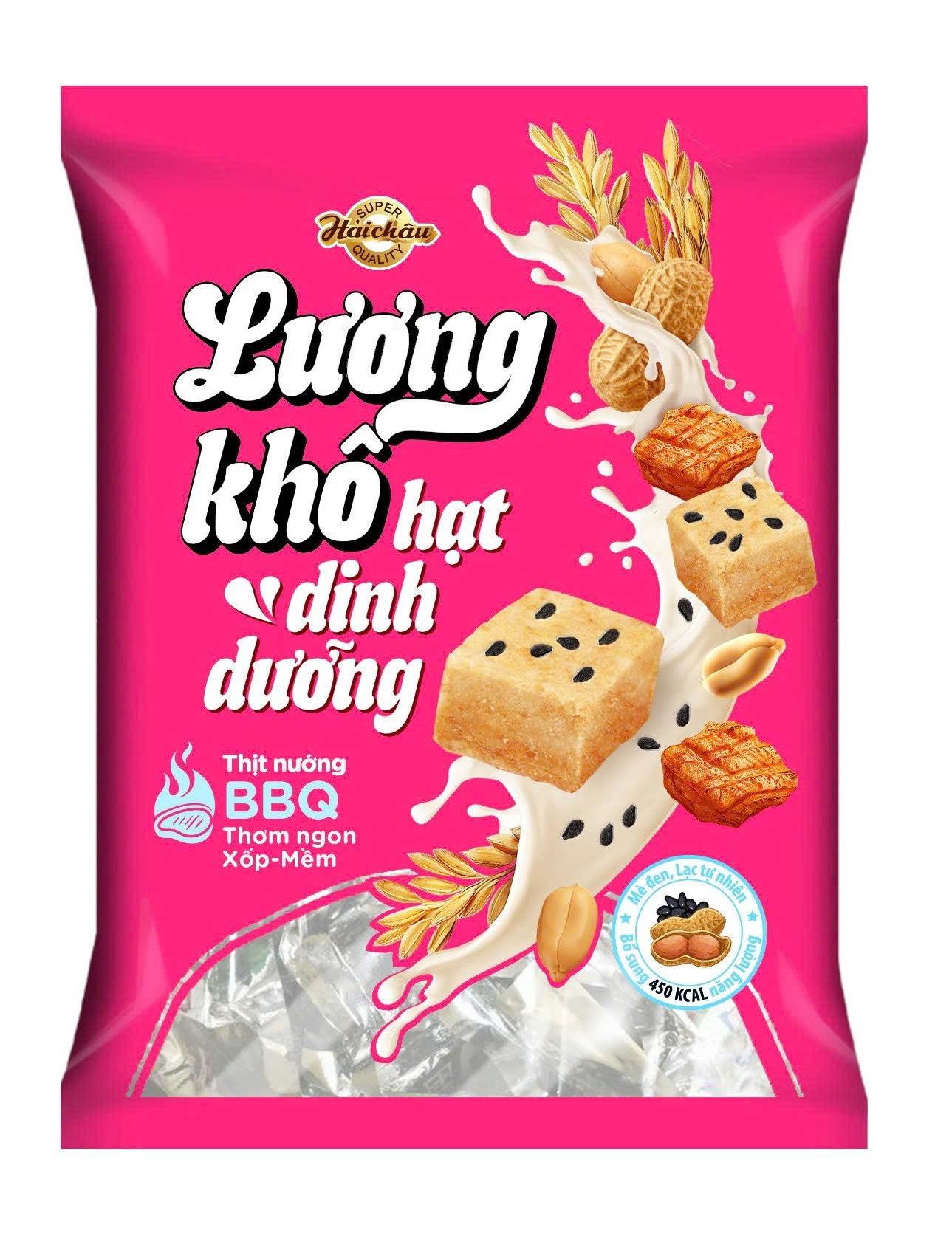 Lương khô hạt dinh dưỡng vị thịt nướng BBQ 384g (gói hồng)