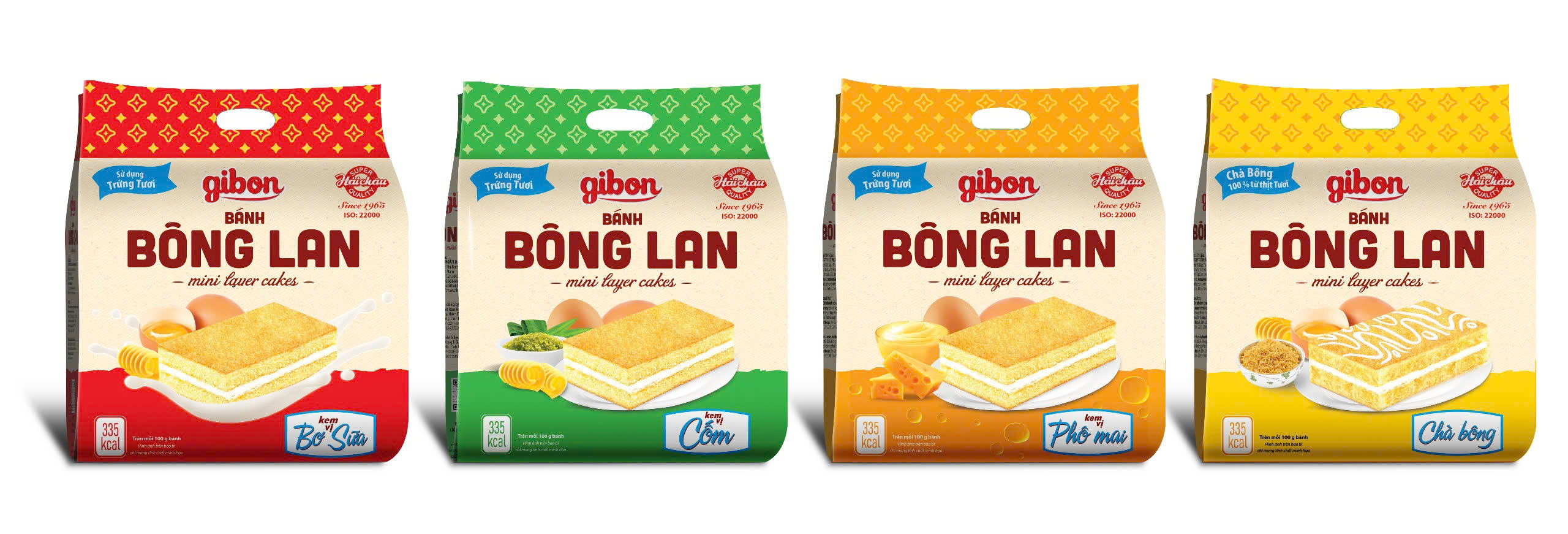 Bánh Gibon các vị (Bơ sữa, Cốm, Phô mai, Chà bông) 